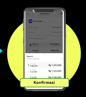 <p class="p1">Sebagai ilustrasi jika memilih cicilan 3 bulan dan pilih “Konfirmasi”</p>